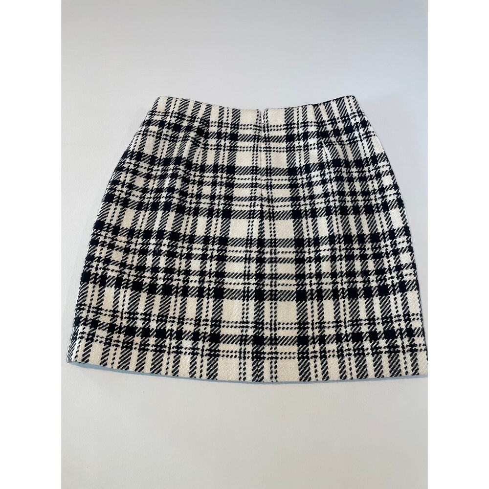 Eddie Bauer Skirt Black White Plaid Textured Wool Blend Size 10 - Picture 6 of 6